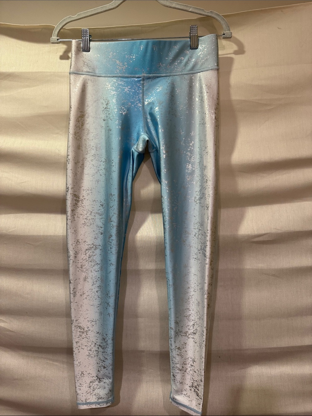 Terez Silver-to-Blue Ombre Metallic Leggings Size S